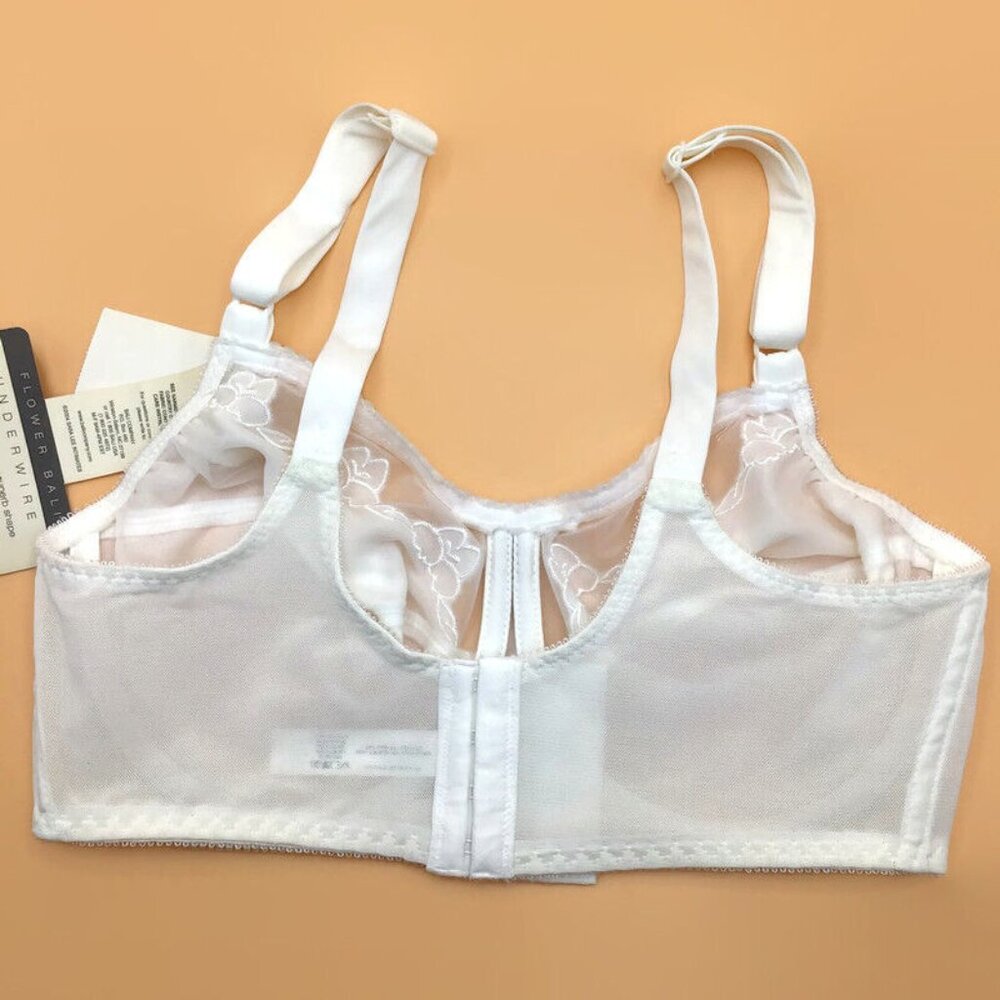 Bali Full Support Flower Bra 34D White New With Tags - Picture 6 of 7